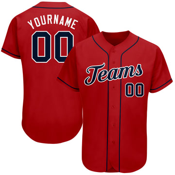 Custom Red Navy-White Authentic Baseball Jersey