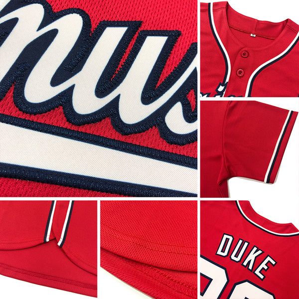 Custom Old Gold Red-White Authentic Baseball Jersey