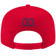 Загрузить изображение в средство просмотра галереи, Custom Red Navy-White Stitched Adjustable Snapback Hat
