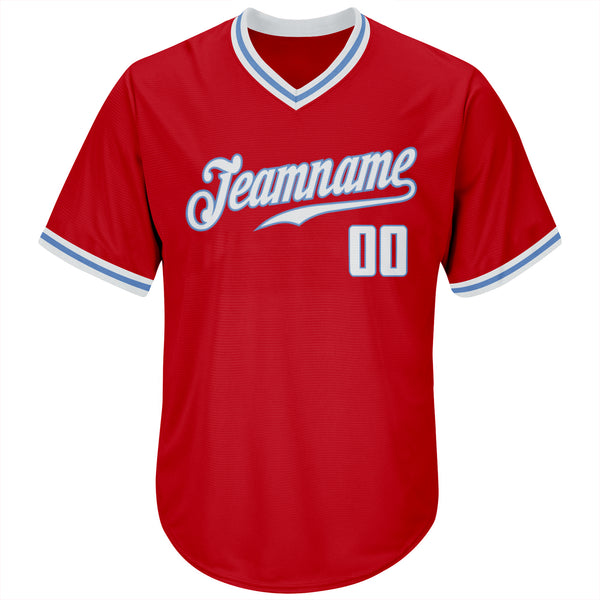 Sale Build Red Baseball Authentic White Light Blue Strip Jersey