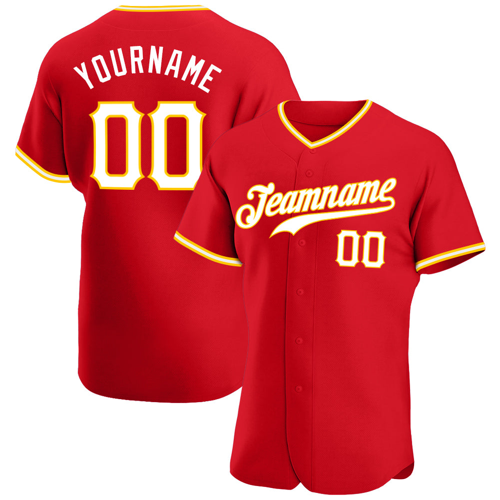 Sale Build Gold Baseball Authentic Red Jersey White – CustomJerseysPro