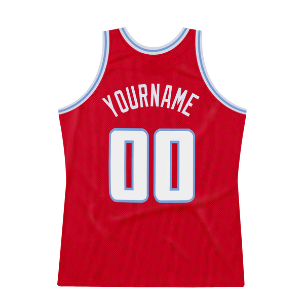 Sale Build White Basketball Light Blue Rib-Knit Jersey Red