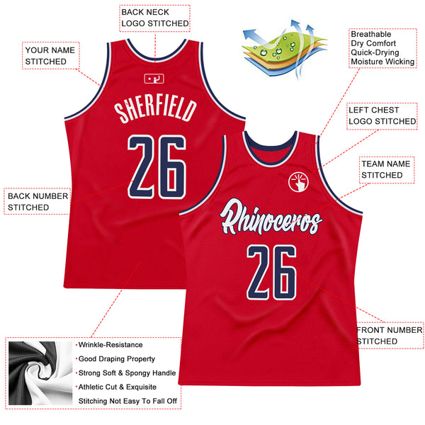 Sale Build White Basketball Red Rib-Knit Jersey Navy – CustomJerseysPro