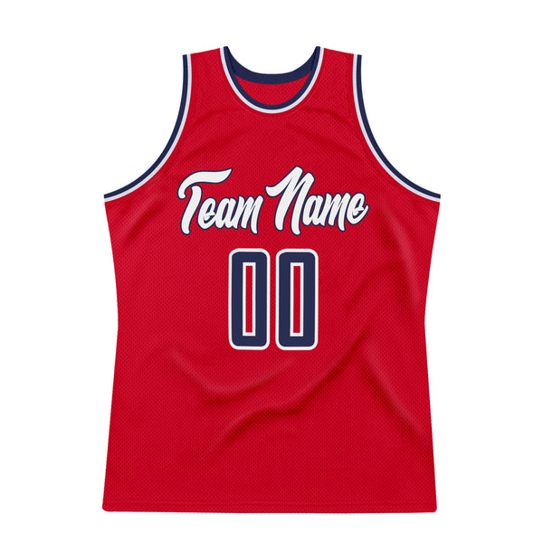 Sale Build White Basketball Red Rib-Knit Jersey Navy – CustomJerseysPro