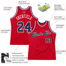 Laden Sie das Bild in den Galerie-Viewer, Custom Red Navy-White Authentic Throwback Basketball Jersey
