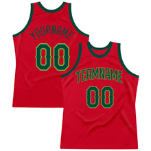 Загрузить изображение в средство просмотра галереи, Custom Red Hunter Green-Neon Green Authentic Throwback Basketball Jersey
