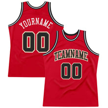 Load image into Gallery viewer, Custom Red Black-White Authentic Throwback Basketball Jersey
