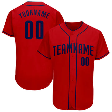 Custom Red Navy Authentic Baseball Jersey