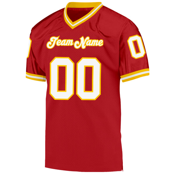 Cheap Custom Red White-Gold Mesh Authentic Throwback Football Jersey Free  Shipping – CustomJerseysPro