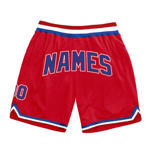 Custom Red Royal-White Authentic Throwback Basketball Shorts