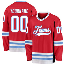 Charger l&#39;image dans la galerie, Custom Red White-Light Blue Hockey Jersey
