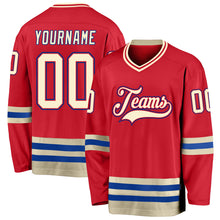 Charger l&#39;image dans la galerie, Custom Red Cream-Royal Hockey Jersey
