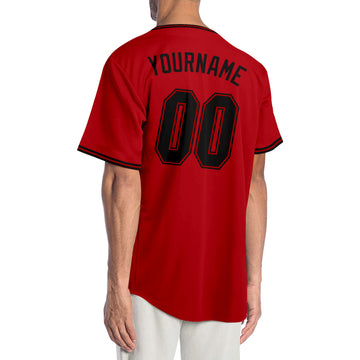 Custom Red Black-Red Authentic Baseball Jersey