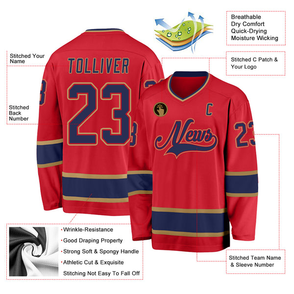 Cheap Custom Navy Red-Gold Hockey Jersey Free Shipping – CustomJerseysPro