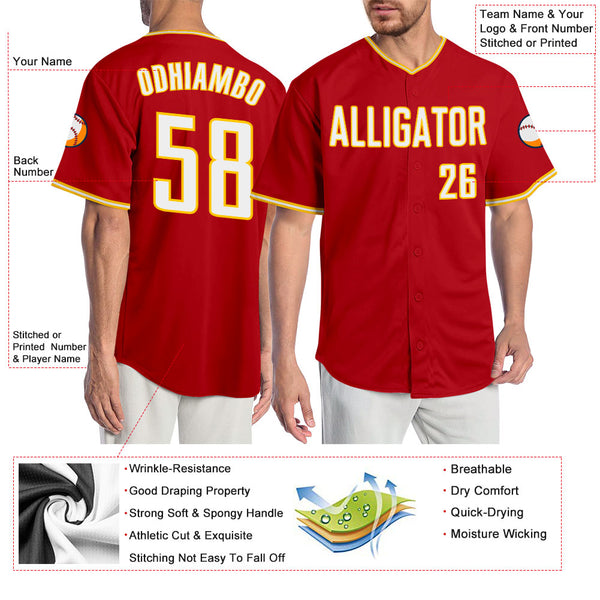 Cheap Custom White Red-Gold Authentic Split Fashion Baseball Jersey Free  Shipping – CustomJerseysPro