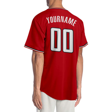 Custom Red White-Black Authentic Baseball Jersey