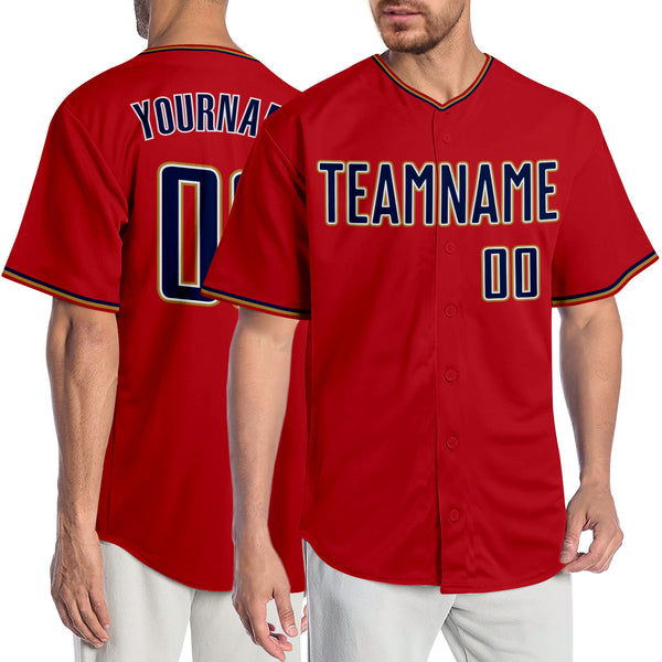 Cheap Custom Red Navy-Old Gold Authentic Baseball Jersey Free Shipping –  CustomJerseysPro