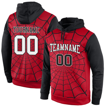 Custom Stitched Red White-Black 3D Pattern Design Spider Sports Pullover Sweatshirt Hoodie