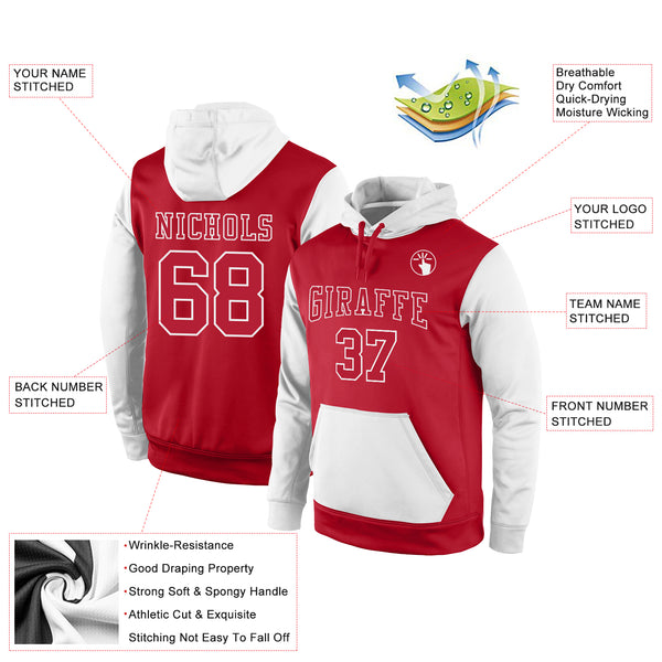 Cheap Custom Stitched Red Red-White Sports Pullover Sweatshirt Hoodie Free  Shipping – CustomJerseysPro