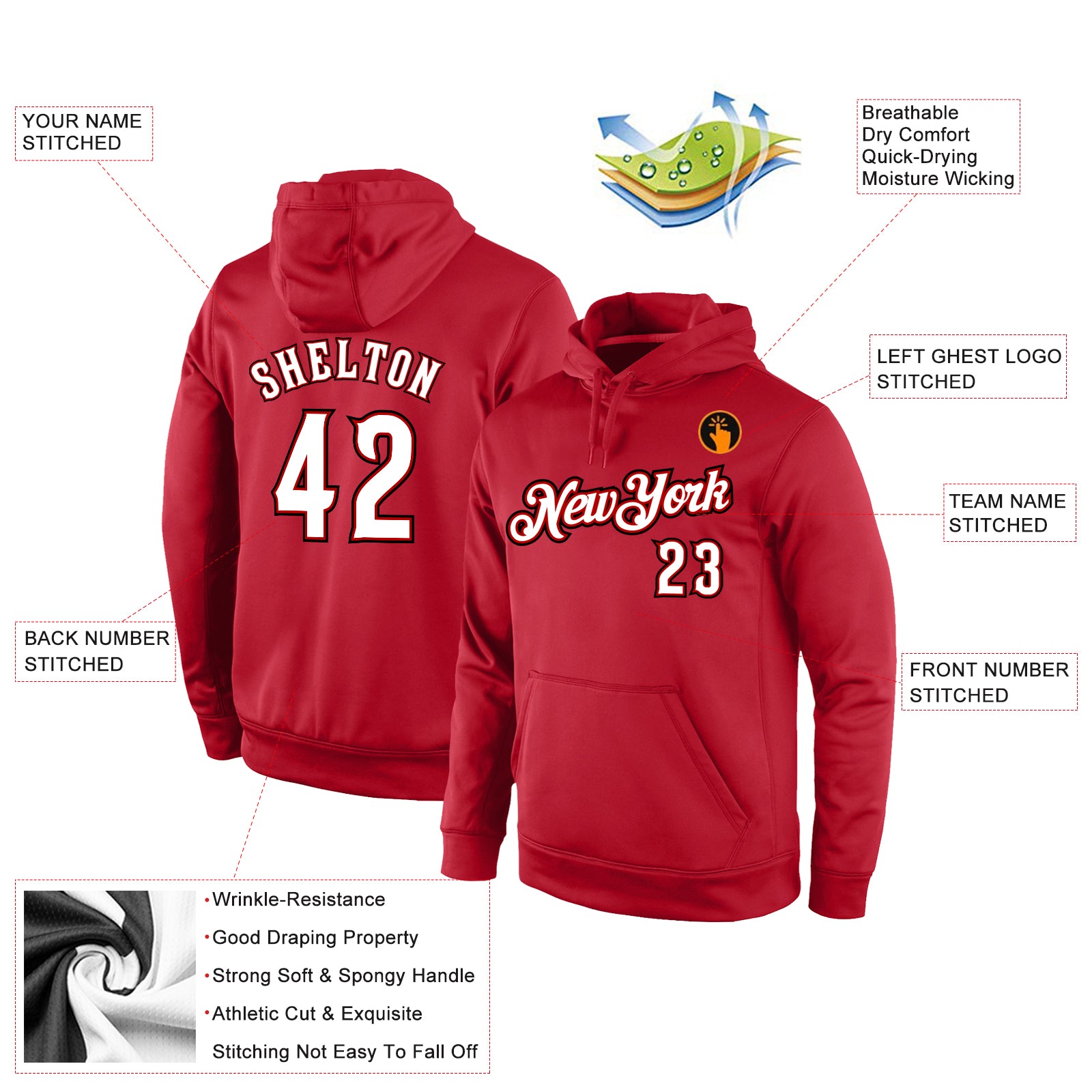 Stitches Red Washington Nationals Team Pullover Hoodie