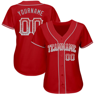 Custom Red Gray-White Authentic Drift Fashion Baseball Jersey