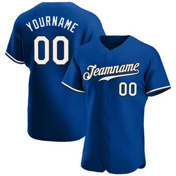 Custom Royal White-Black Authentic Baseball Jersey