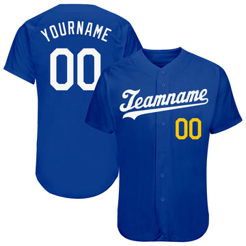 Custom Royal White-Gold Authentic Baseball Jersey