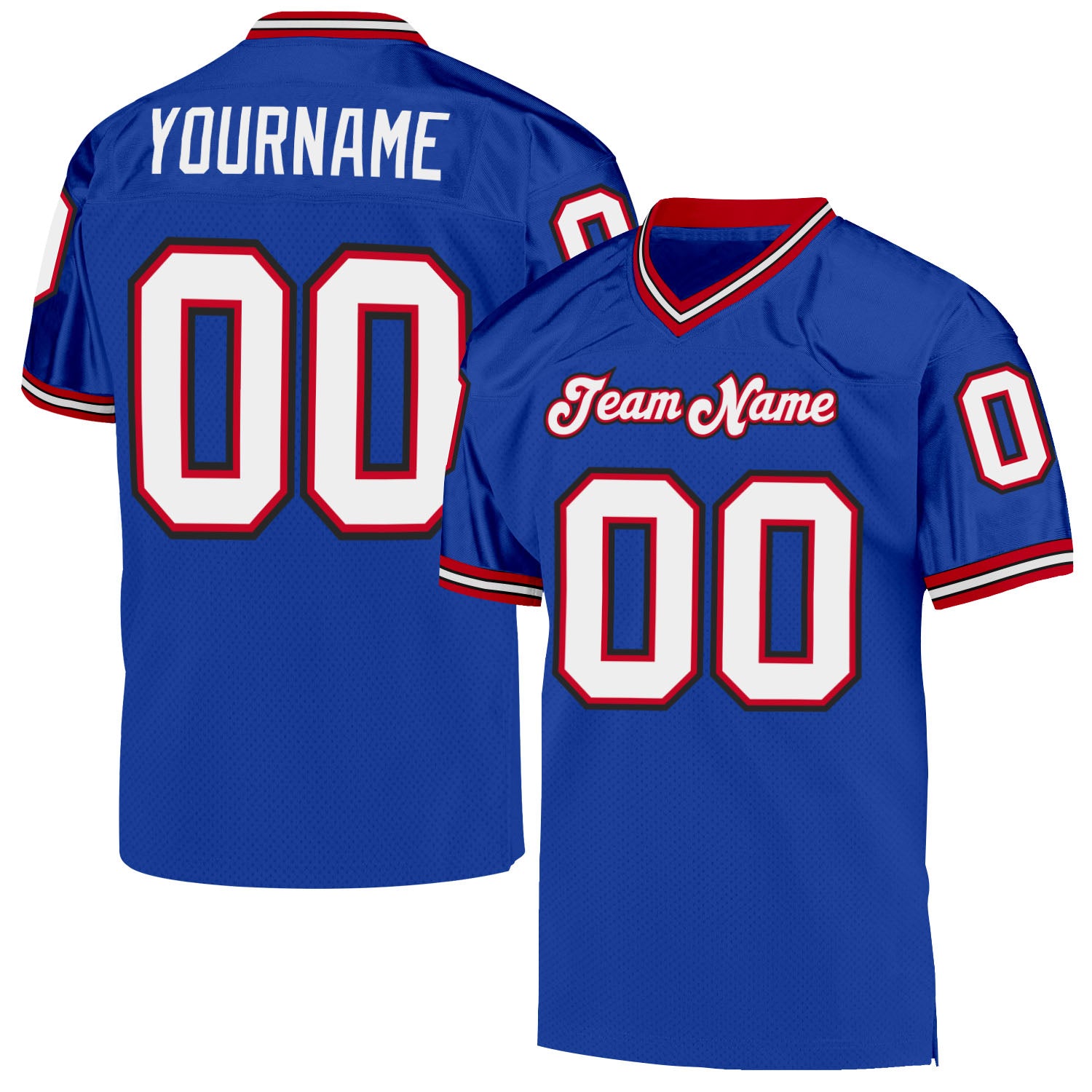 Custom Red White-Navy Mesh Authentic Football Jersey