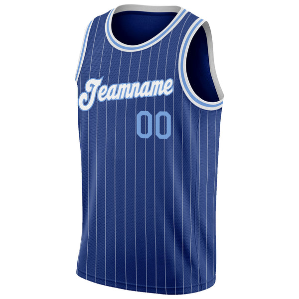 Cheap Custom Light Blue White Pinstripe Royal-White Authentic