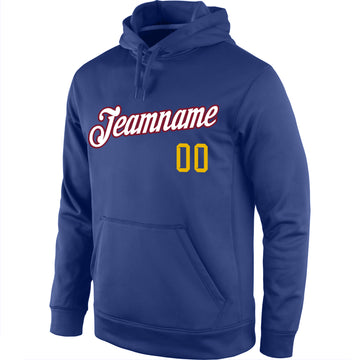 Custom Stitched Royal Gold-White Sports Pullover Sweatshirt Hoodie