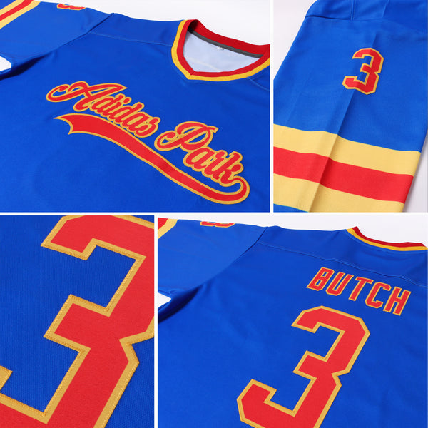 Cheap Custom Royal Red-Gold Hockey Jersey Free Shipping