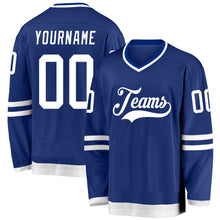 Load image into Gallery viewer, Custom Royal White Hockey Jersey
