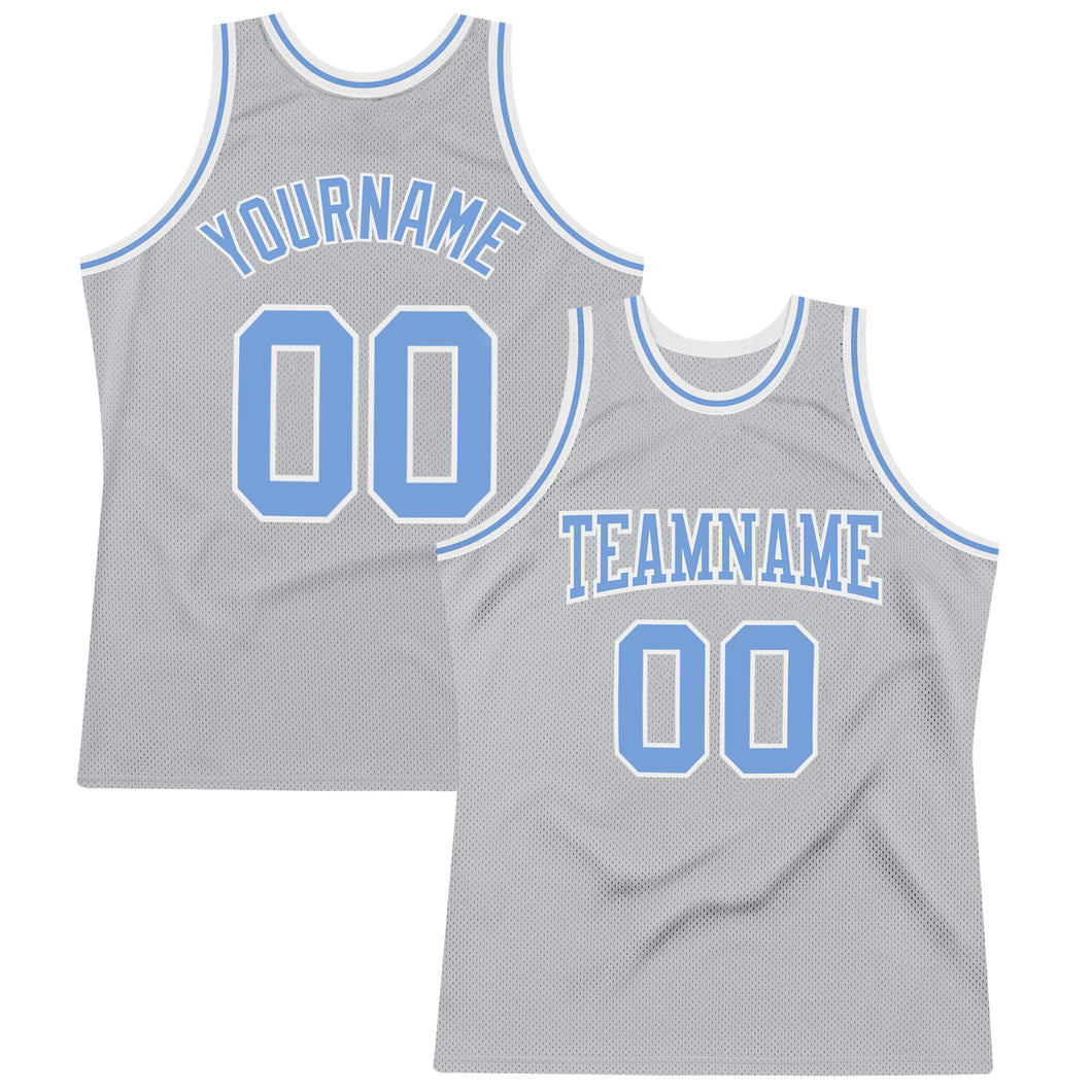 Custom Light Blue Black-White Authentic Throwback Basketball Jersey Discount