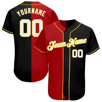 Custom Split Fashion Baseball Jersey Black Royal-Yellow Authentic