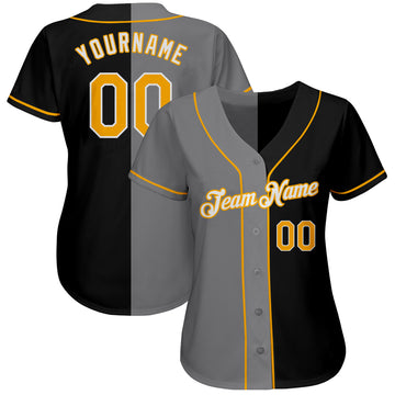 Sale Build Gold Baseball Authentic White Split Fashion Jersey Black –  CustomJerseysPro