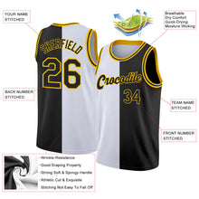 Загрузить изображение в средство просмотра галереи, Custom White Black-Gold Authentic Split Fashion Basketball Jersey
