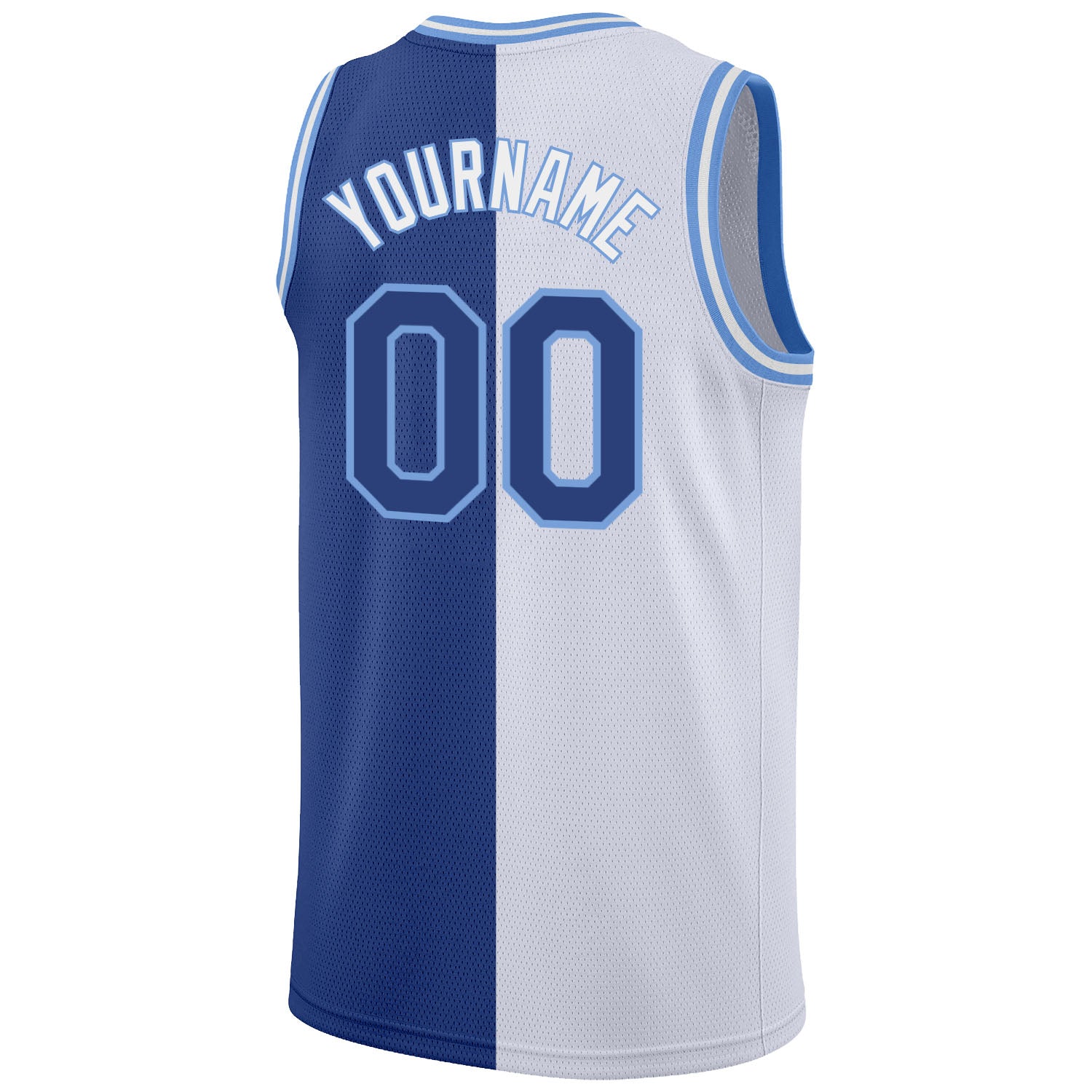 Custom White Royal-Light Blue Authentic Split Fashion Basketball Jersey  Discount