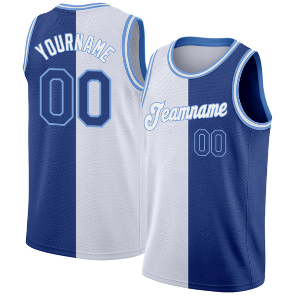 Custom Navy White-Light Blue Authentic Fade Fashion Basketball Jersey