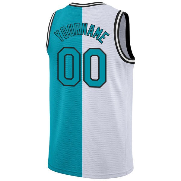 Cheap Custom Black White-Teal Authentic Throwback Basketball Jersey Free  Shipping – CustomJerseysPro