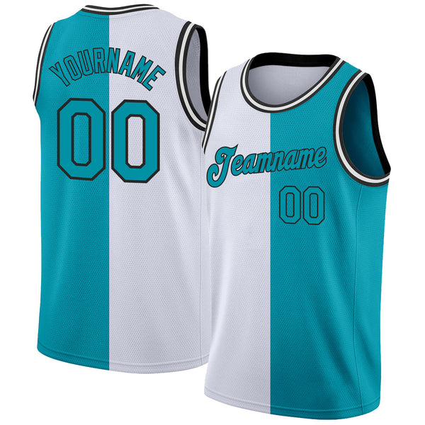 Custom Teal White Round Neck Suit Basketball Jersey – CustomJerseysPro