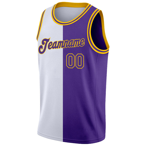 Cheap Custom White Purple-Gold Authentic Split Fashion Basketball Jersey  Free Shipping – CustomJerseysPro