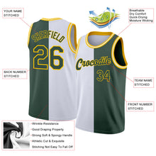 Загрузить изображение в средство просмотра галереи, Custom White Hunter Green-Gold Authentic Split Fashion Basketball Jersey
