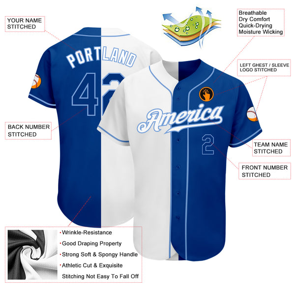 Cheap Custom Light Blue Light Blue White-Royal Authentic Split Fashion Baseball  Jersey Free Shipping – CustomJerseysPro