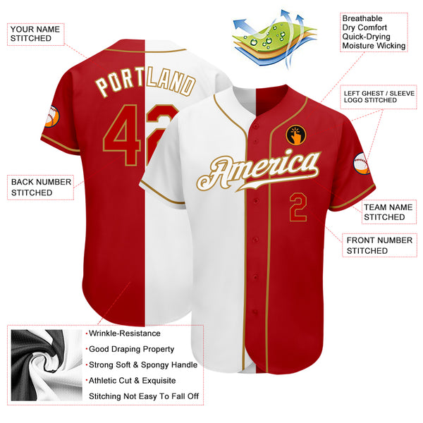 Cheap Custom Red Gold-White Authentic Baseball Jersey Free Shipping –  CustomJerseysPro