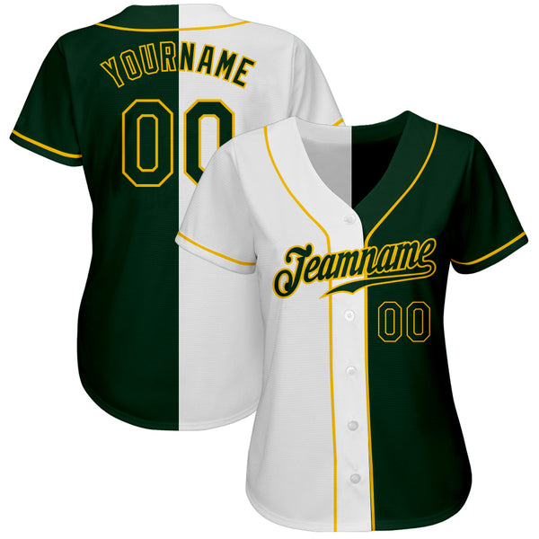 Cheap Custom Gold Green Gray-White Authentic Split Fashion Baseball Jersey  Free Shipping – CustomJerseysPro