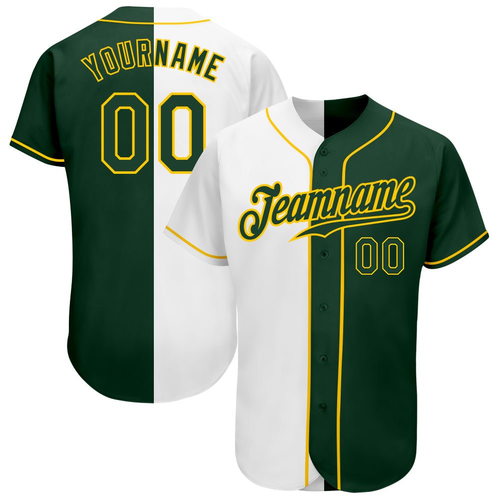 Cheap Custom Gold Green Gray-White Authentic Split Fashion Baseball Jersey  Free Shipping – CustomJerseysPro