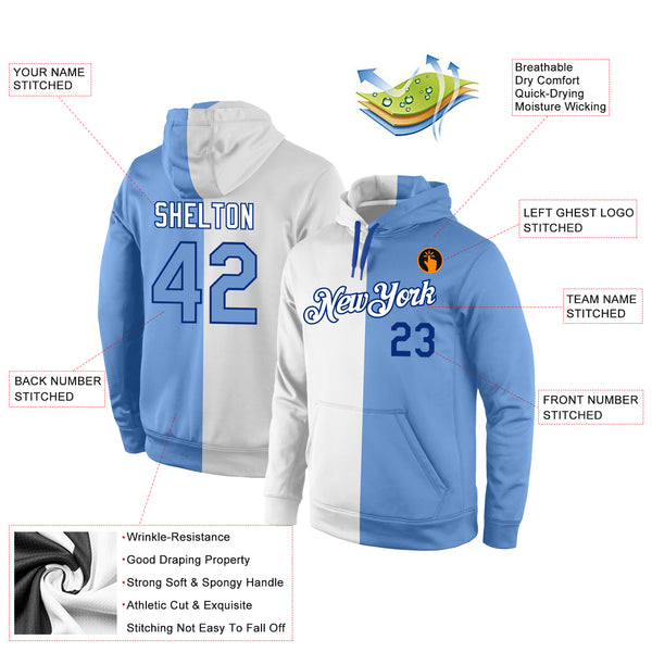 Cheap Custom Stitched Powder Blue Royal-White 3D Pattern Design Sports  Pullover Sweatshirt Hoodie Free Shipping – CustomJerseysPro