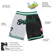 Load image into Gallery viewer, Custom White Black-Kelly Green Authentic Throwback Split Fashion Basketball Shorts
