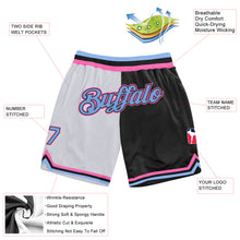 Laden Sie das Bild in den Galerie-Viewer, Custom White Light Blue-Pink Authentic Throwback Split Fashion Basketball Shorts
