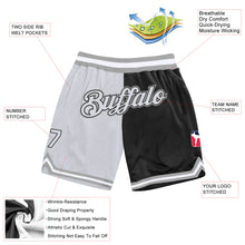 Load image into Gallery viewer, Custom Black White-Gray Authentic Throwback Split Fashion Basketball Shorts
